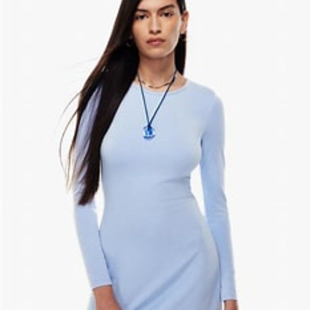 Aritzia Wilfred Stardust Blackless Soft Blue Body Con Summer Dress Size Large